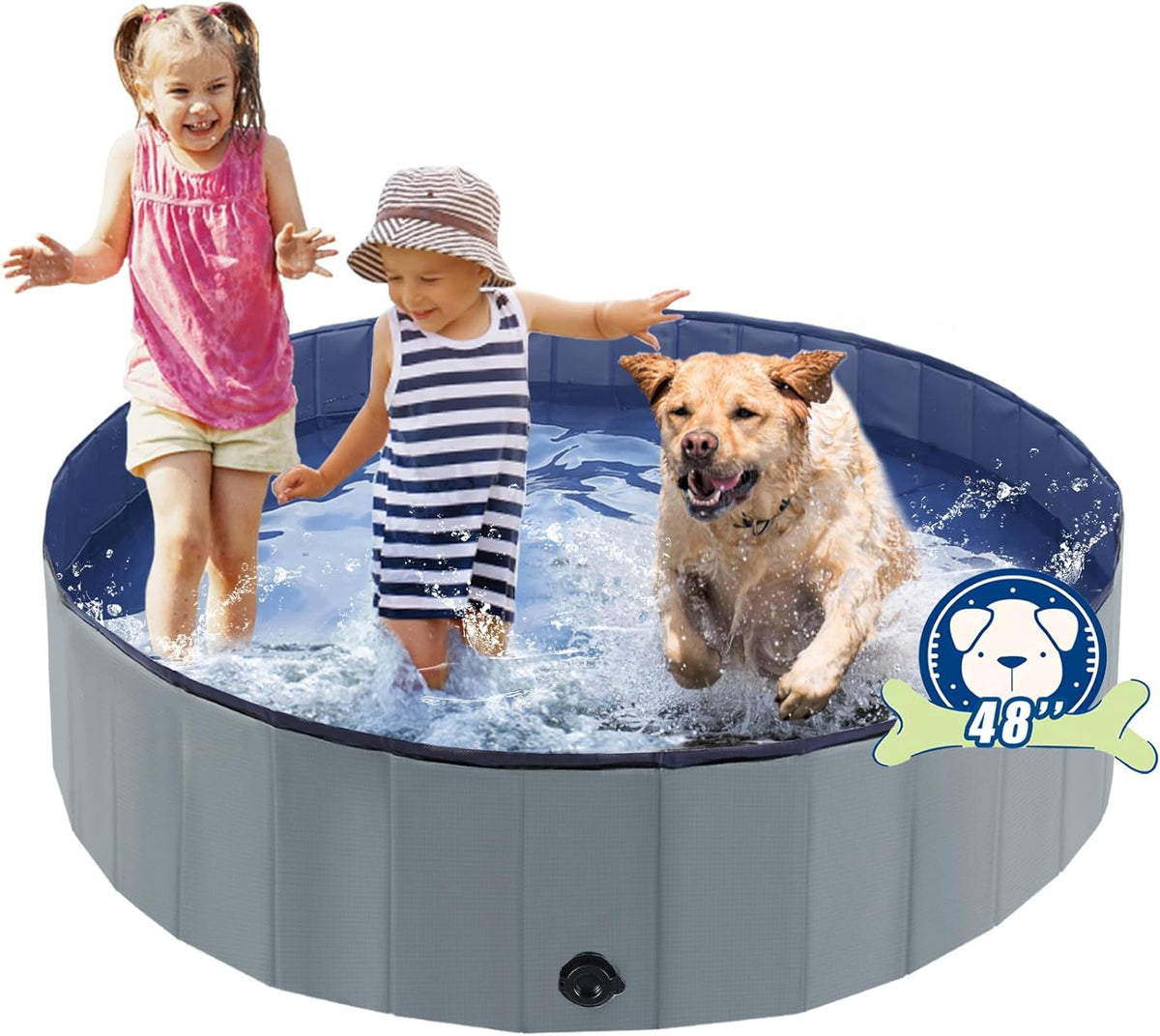 Foldable Dog Bath Swimming Pool Plastic Kiddie Pool Professional Tub Collapsible Grooming Bathtub