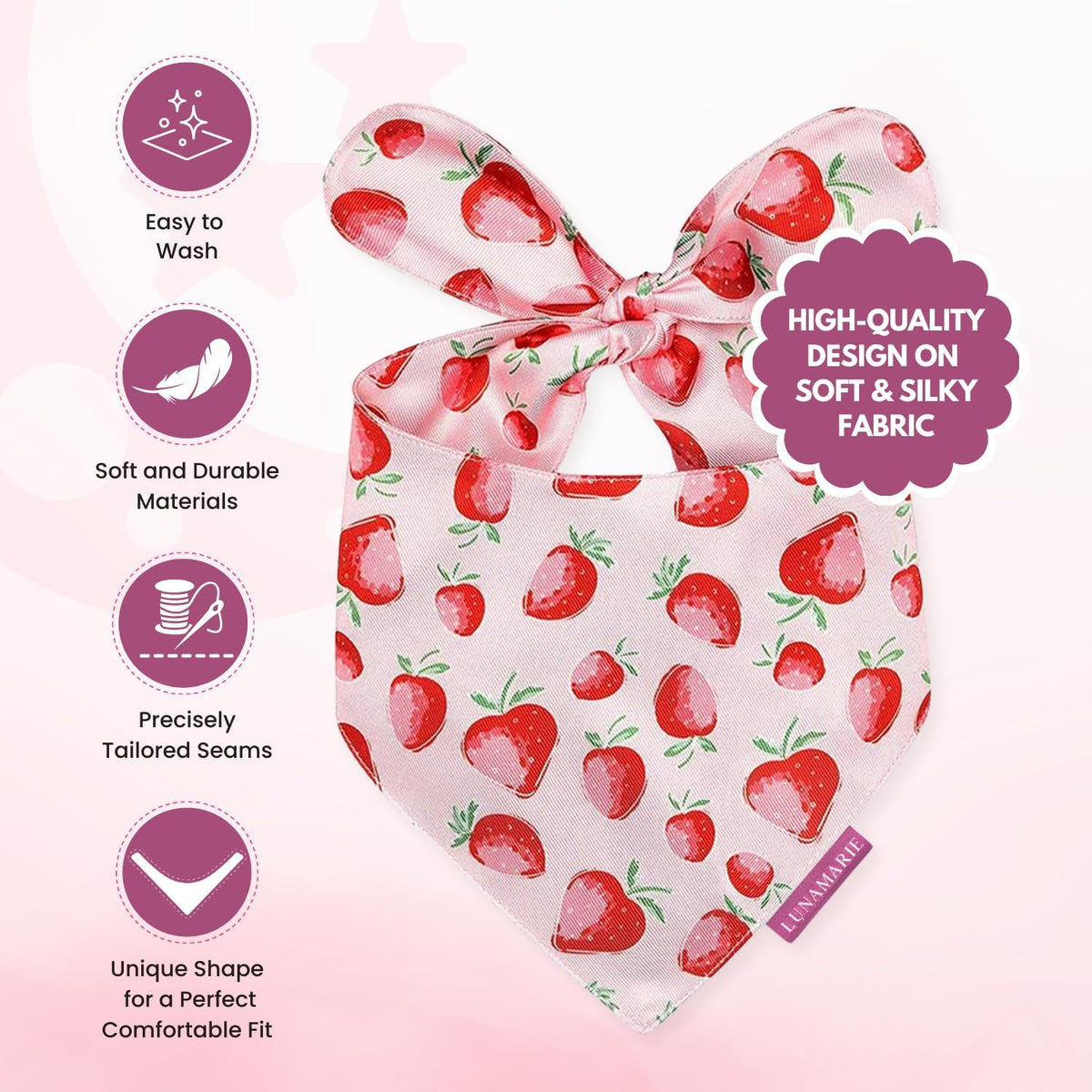 LunaMarie - Luxury Pet Birthday Bandanas -Premium & Silky Poly Fabric | 100% Handmade | Custom