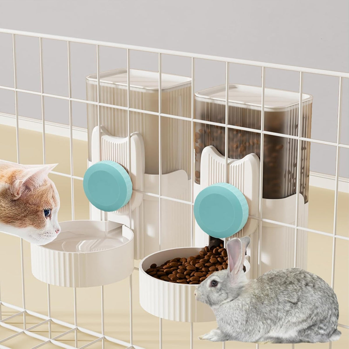 kathson Rabbit Gravity Auto Feeder Set 35oz Hanging Automatic Food Water Dispenser Cage Automatic