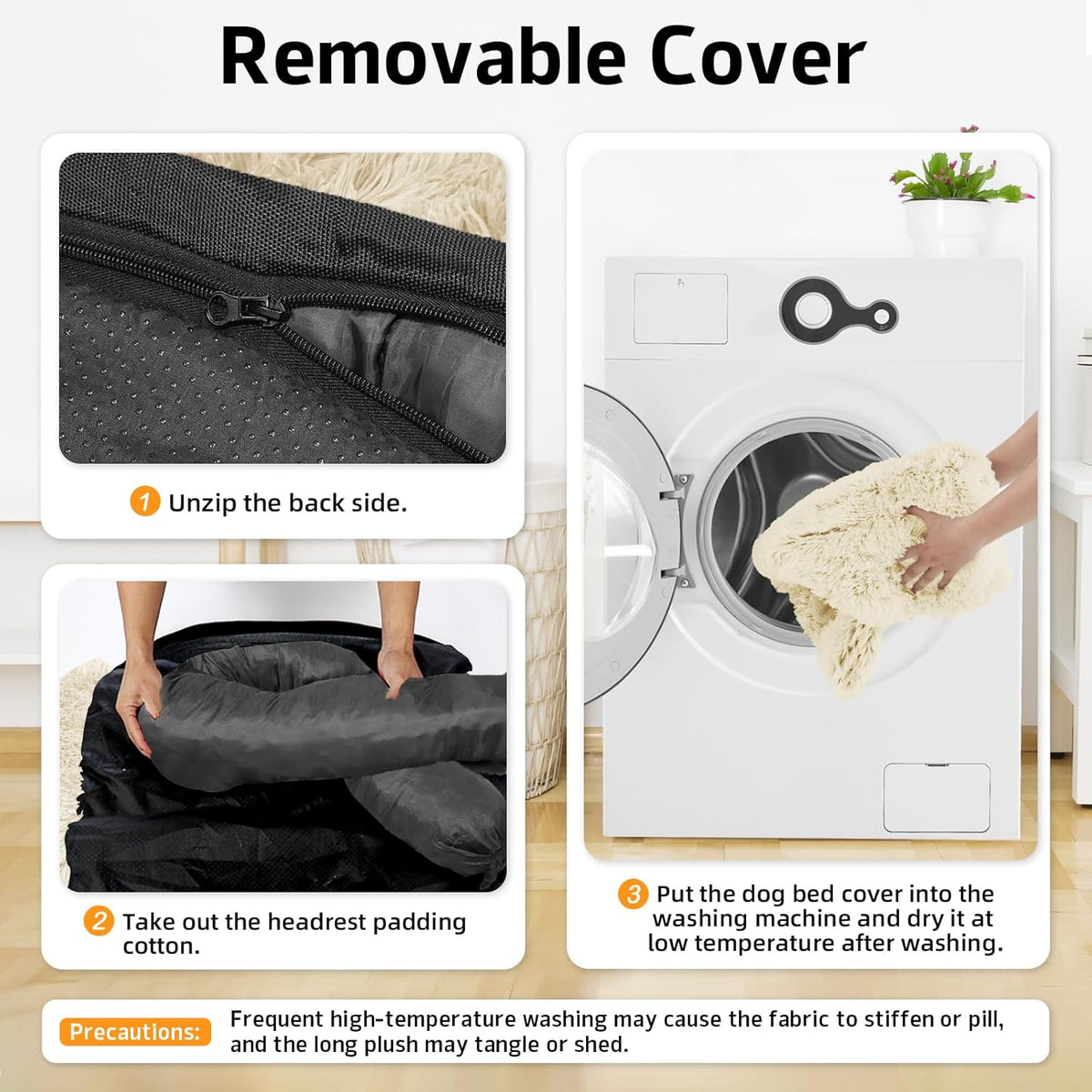 Calming Dog Bed Fluffy Plush Dog Mat for Furniture Protector with Removable Washable Cover for