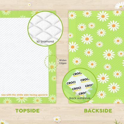 CROCI Dog Pads Extra Large 36x36in Daisy Pattern, Puppy Pads with Adhesive Tabs Super Absorbent Up