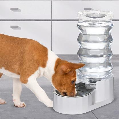 RIZZARI Large Gravity Water Dispenser: 8L Automatic Dog Water Feeder with Stainless Steel Bowl for