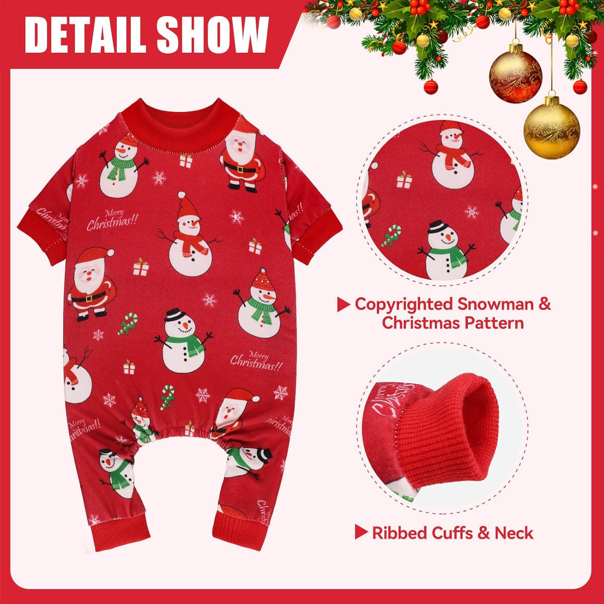 Dog Christmas Pajamas Snowman Pet Clothes Costumes Pjs Stretchy Funny Pet Costumes Outfit Dog