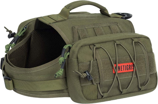 OneTigris Dog Backpack for Hiking Nylon Dog Harness Backpack with Side Pockets for Large Dog with