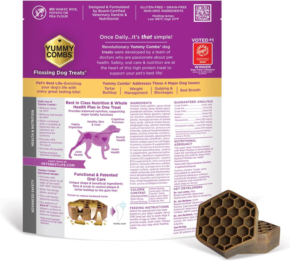Dog Dental Treats – Vet VOHC Approved – Delicious Chicken Protein – Removes Tartar with Cleaning