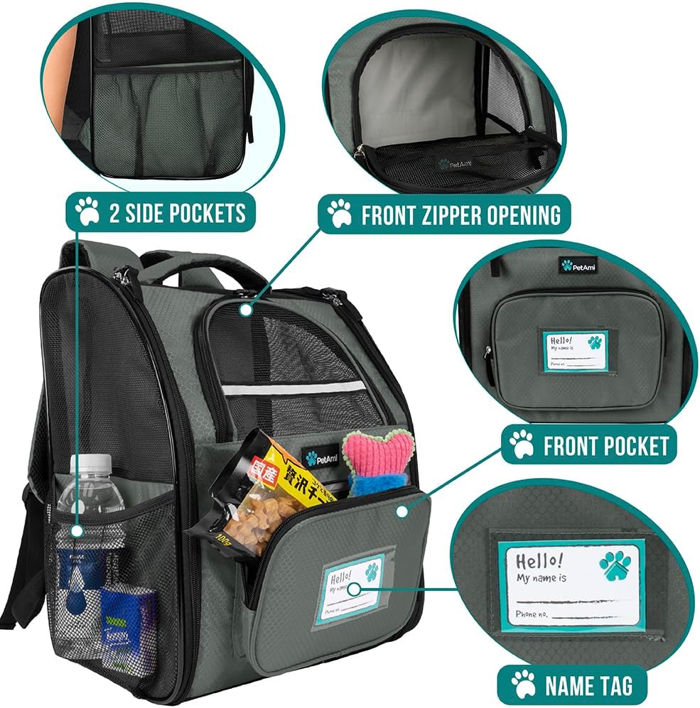 PetAmi Dog Backpack Carrier for Small Large Cat, Pet, Puppy, Ventilated Pet Hiking Backpack Travel