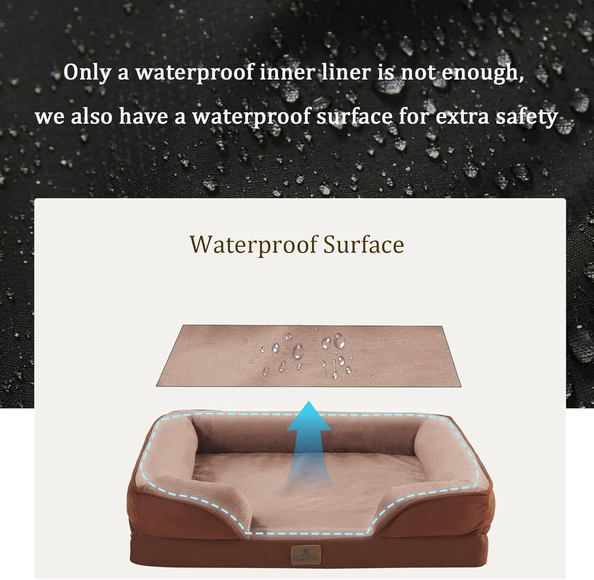 Bedfolks Orthopedic Dog Bed Extra Small, Waterproof Dog Sofa Bed for Small Dogs & Cats, Egg Foam