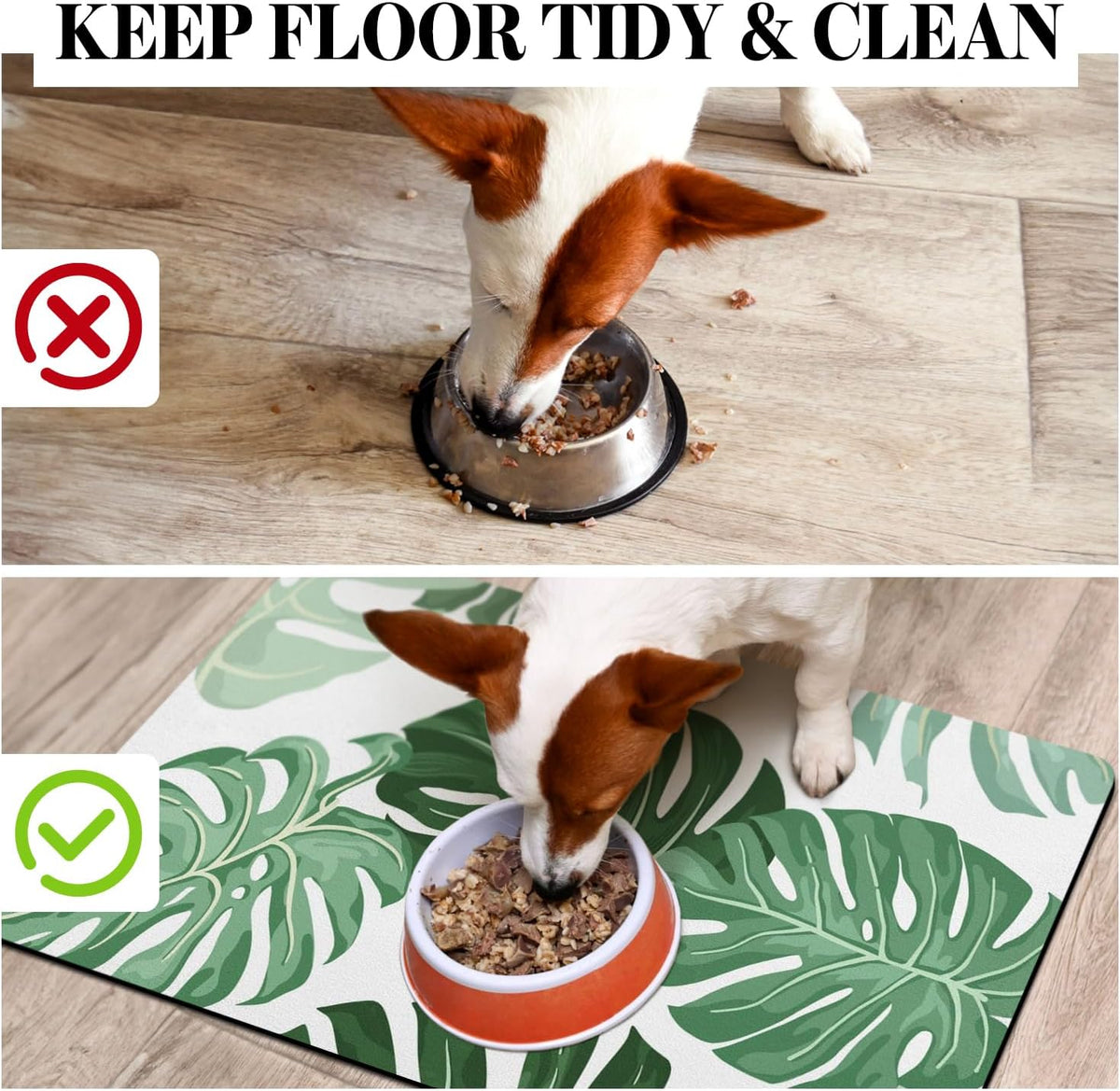 Dog Food Mat for Floors - Absorbent Bowl Mat for Food and Water Dispenser, Quick Dry Pet Supplies