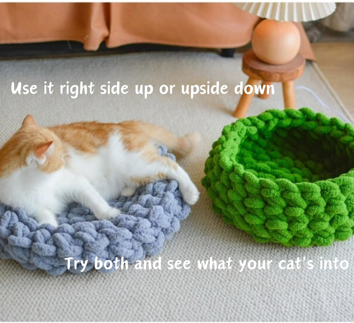Cat Nest Bed – Premium Handwoven Washable Extra Soft Round Cave House for Indoor Kitten & Kitty