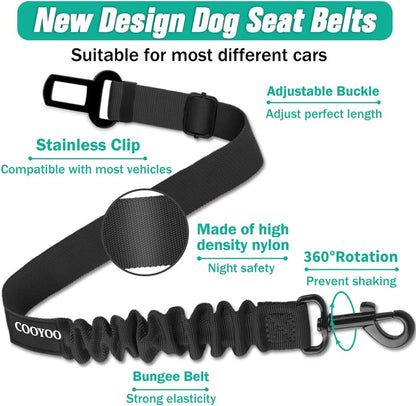 COOYOO Dog Seat Belt, Durability Retractable Dog Car Harness Adjustable Dog Seat Belt for Vehicle