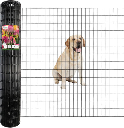 Black PVC Coated Welded Wire Fence 56 Inch x 50 Foot, 2 Inch x 4 Inch 14GA, Garden Border Fencing