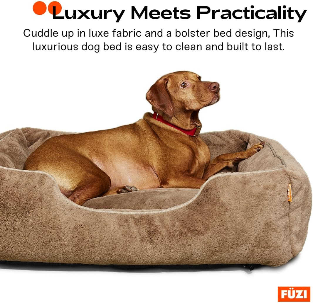 FUZI Luxury Aesthetic Dog Bed for Large Dogs with Washable Cover, Pet Couch, Pet Bed with Sides