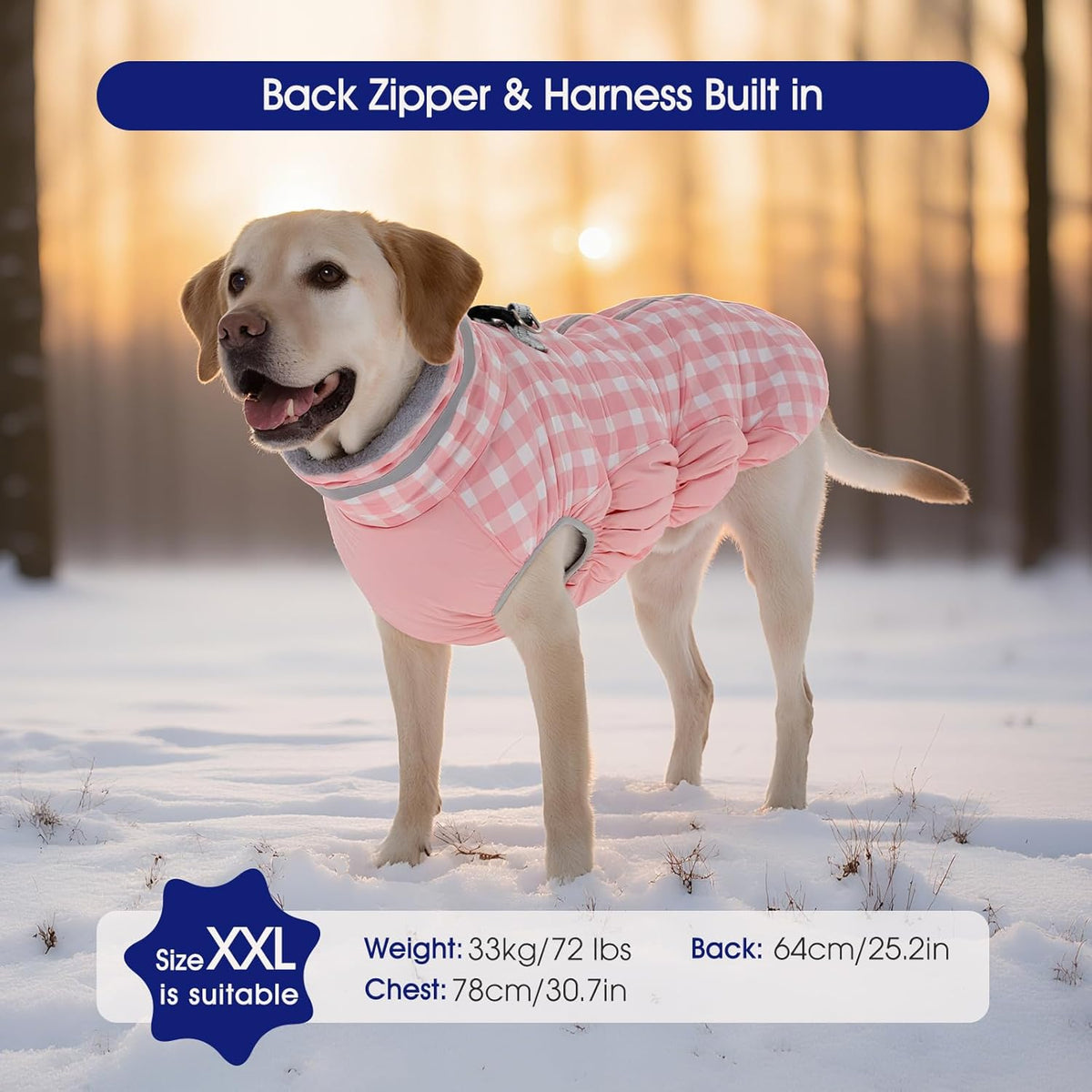 FUAMEY Dog Coat for Small Dogs,Waterproof Dog Winter Jacket with Harness Built in Puppy Cold