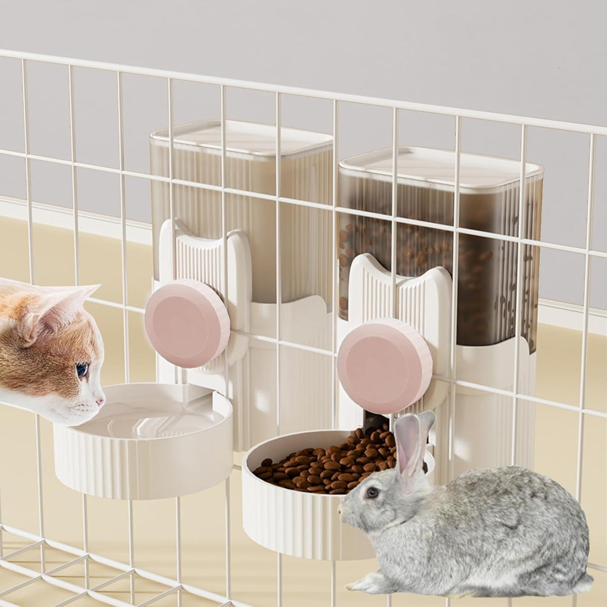 kathson Rabbit Gravity Auto Feeder Set 35oz Hanging Automatic Food Water Dispenser Cage Automatic