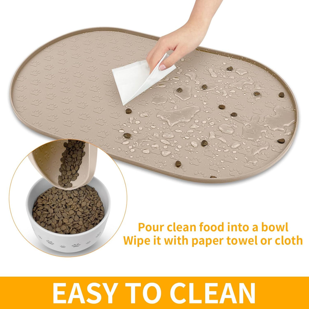 KPWACD Dog Food Mat Anti-Slip Bowl Mats for Food and Water, High-Lips Waterproof Pet Placemat
