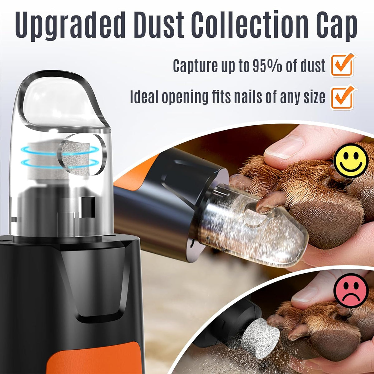 Casfuy New 6-Speed Dog Nail Grinder - 50% More Power Dog Nail Trimmers with 2 LED Lights Quiet 7h