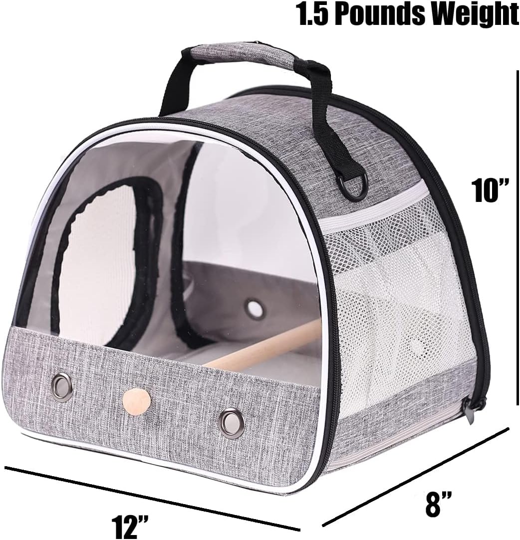 Small Bird Travel Carrier, Portable Bird Travel Cage for Parakeet, Parrot, Budgie, Guinea Pig