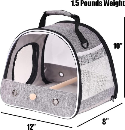 Small Bird Travel Carrier, Portable Bird Travel Cage for Parakeet, Parrot, Budgie, Guinea Pig