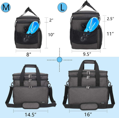 Teamoy Double Layer Dog Travel Bag, Dog Bag for Supplies with 2 Silicone Collapsible Bowls, 2 Food