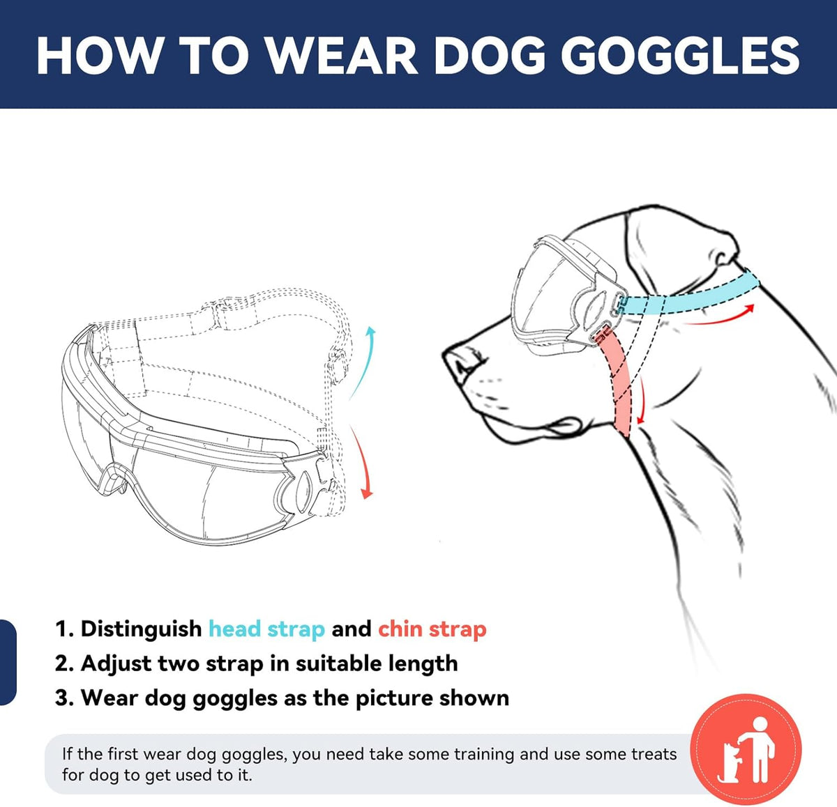 Dog Goggles Dog Sunglasses for Medium to Large Breed Anti-UV Eye Protection with Adjustable Straps