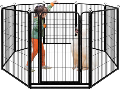 Dog Playpen Outdoor Extra Wide 8 Panels Heavy Duty Dog Fence 47" Height Anti-Rust with Doors