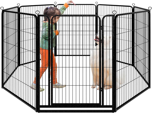 Dog Playpen Outdoor Extra Wide 8 Panels Heavy Duty Dog Fence 47" Height Anti-Rust with Doors