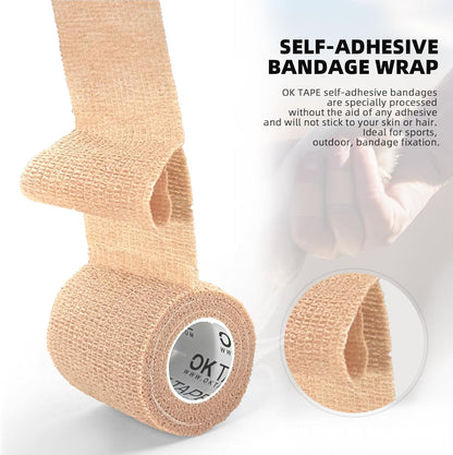 OK TAPE Self Adherent Cohesive Bandages Wrap - 12Packs, 3" x 5 Yards, Non-Woven Self Adhesive