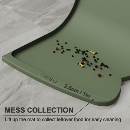OHMO Dog Food Mat(Camo Green, 24 * 15'') w/Residue Collection Pocket Silicone Pet Feeding Mat for