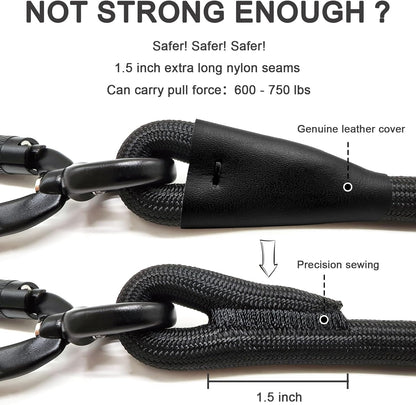 Rope Dog Leash with Two Handles, 6 Foot Heavy Duty Dog Leash with Aviation Aluminum Auto Locking