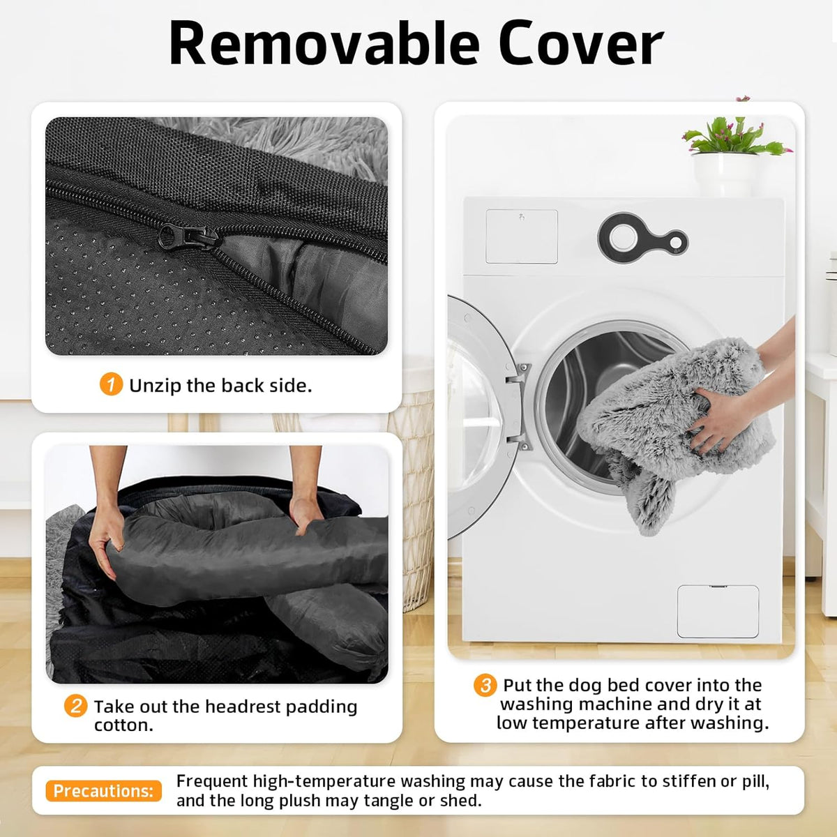 GGIB Calming Dog Bed Fluffy Plush Dog Mat for Furniture Protector with Removable Washable Cover for