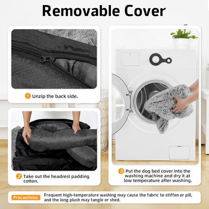 GGIB Calming Dog Bed Fluffy Plush Dog Mat for Furniture Protector with Removable Washable Cover for