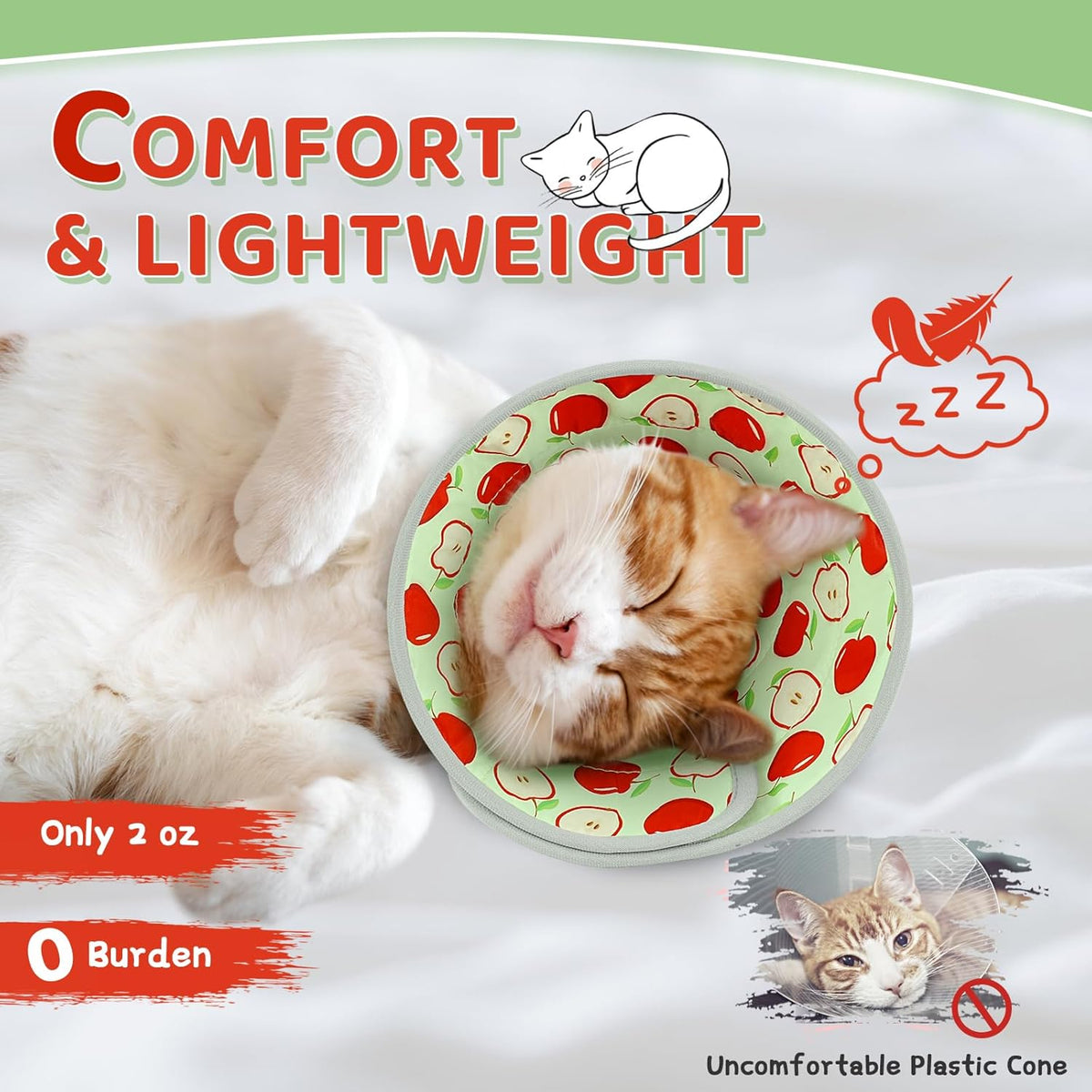 Cat Cone Collar Soft to Stop Licking, Adjustable, Foldable Lightweight Kitten Cones After Surgery