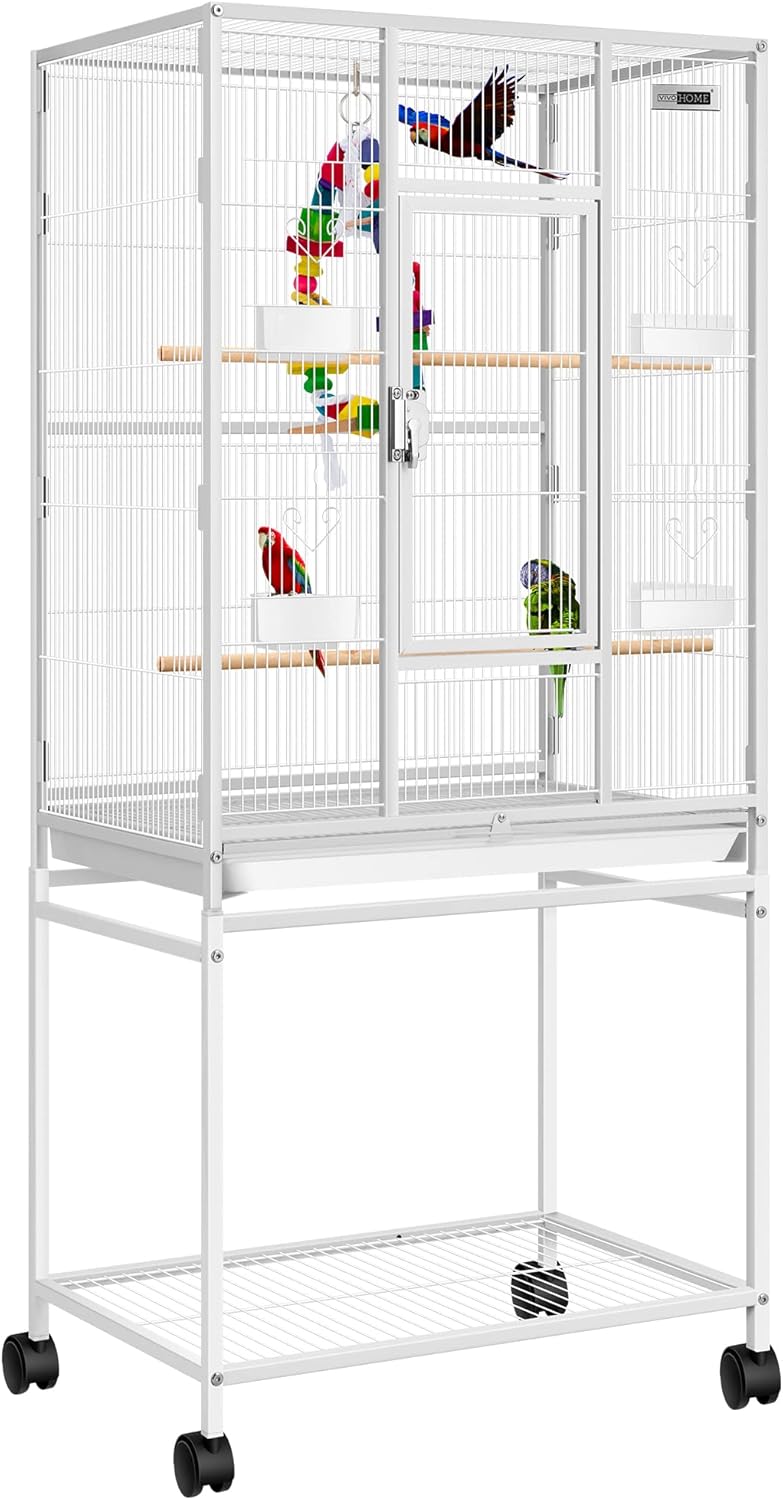 VIVOHOME 54 Inch Wrought Iron Large Bird Flight Cage with Rolling Stand for Parakeets Canaries