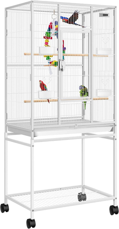 VIVOHOME 54 Inch Wrought Iron Large Bird Flight Cage with Rolling Stand for Parakeets Canaries