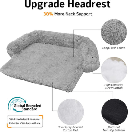 GGIB Calming Dog Bed Fluffy Plush Dog Mat for Furniture Protector with Removable Washable Cover for