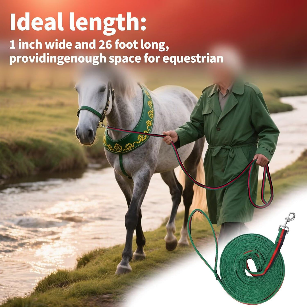 Lunge Line for Horse, Premium Equine Lunge Line with Swivel Bolt Snap for Accurate Equestrian