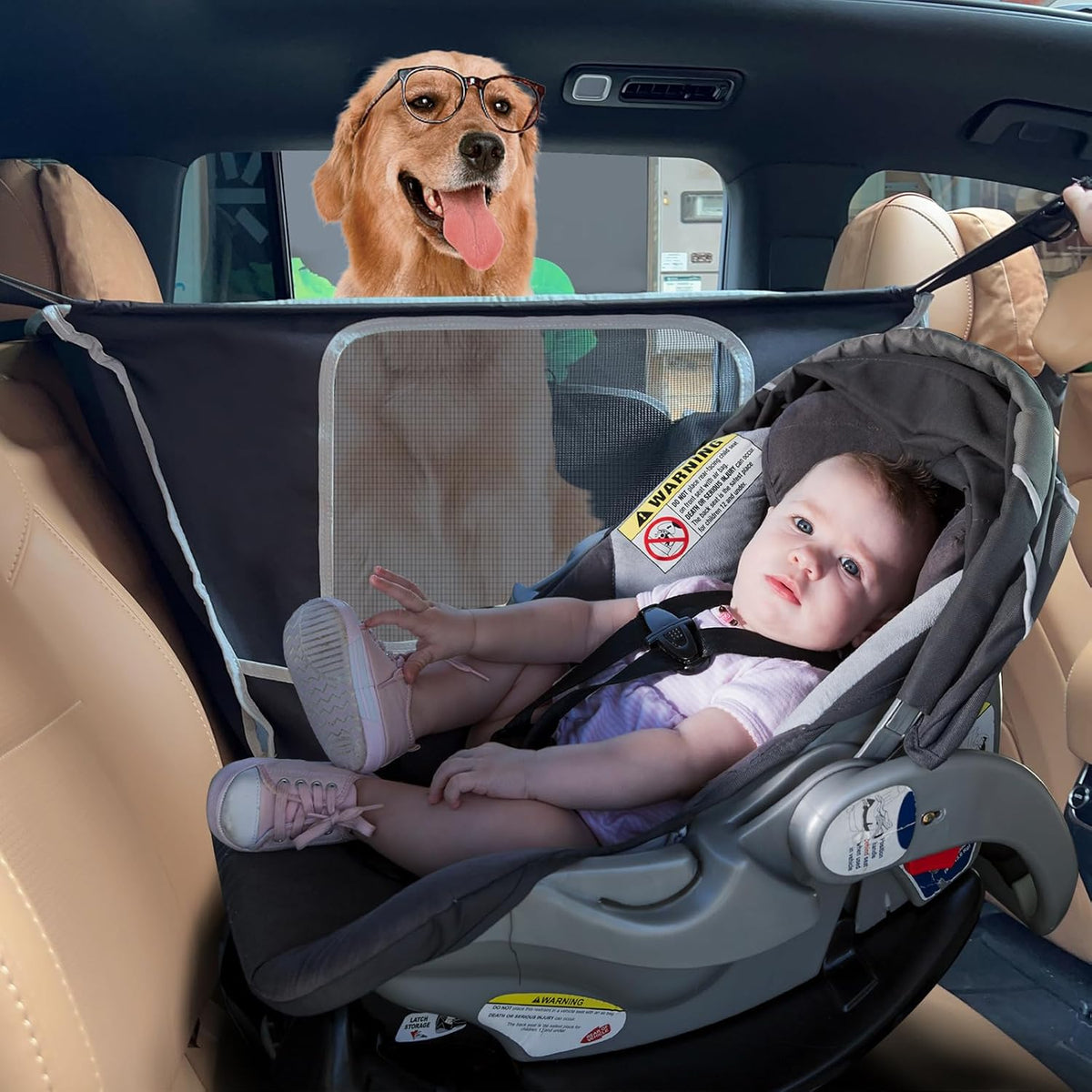 njnj Dog Car Seat Cover for Back Seat - Waterproof Dog Half Hammock for Cars with Mesh