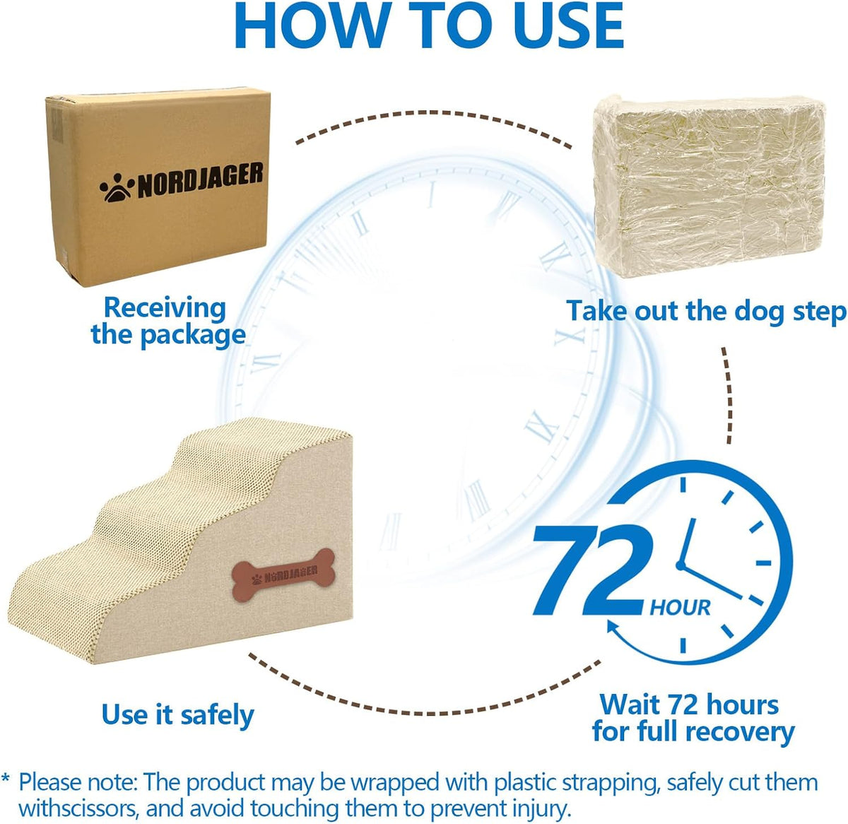 Dog Stairs 4 Steps for Small Dogs and Cats to Get on High Beds, Couch or Car, Pets Can Climb, Sit
