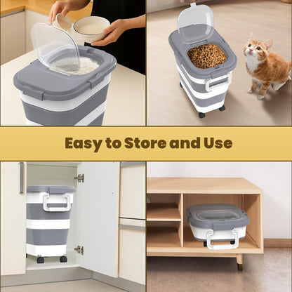HOYTAMDA 30-40Lbs Rice Container,Collapsible Airtight Food Storage Containers with