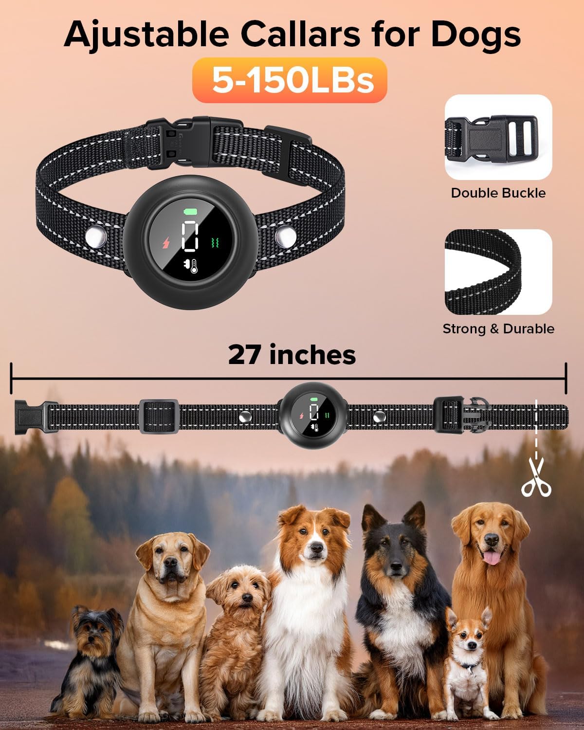 XDX 2-in-1 Dog Shock Collar & Bark Collar – 3300FT Dog Training Collar with Remote, Automatic