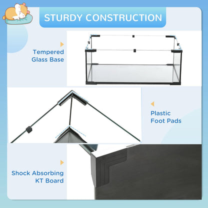 PawHut Large Hamster Cage with Deep Tempered Glass Bottom, 3 Tiers Hamster Tank with Running Wheel