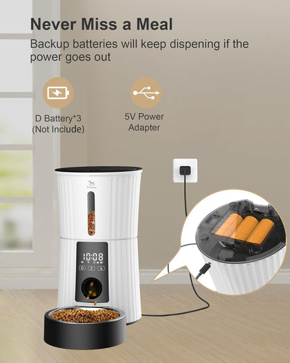Petory Automatic Cat Feeders Wi-Fi - 4L Dry Food Dispenser for Cats and Dogs 10 Meals per Day Smart