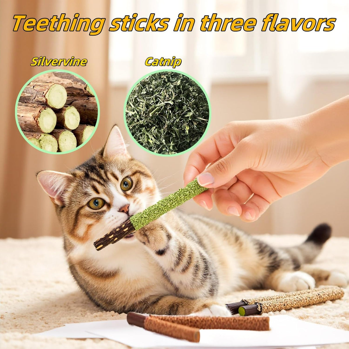 Cat Toys 12PCS Catnip Toy for Indoor Kitten Treat Cats Chew Stick for Dental Cleaning Teeth Kitten