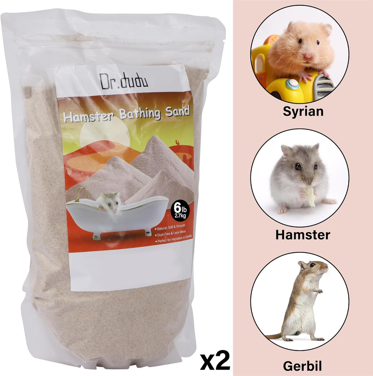 DR.DUDU Hamster Bath Sand, 12lb Dust Free Desert Sand or Potty Litter Sand for Hamster Chinchillas
