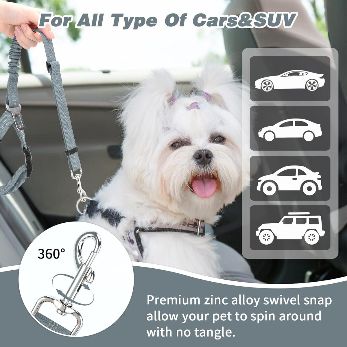 BWOGUE Pet Dog Cat Seat Belt Reflective Car Dog Headrest Restraint Leash Elastic Buffer Bungee