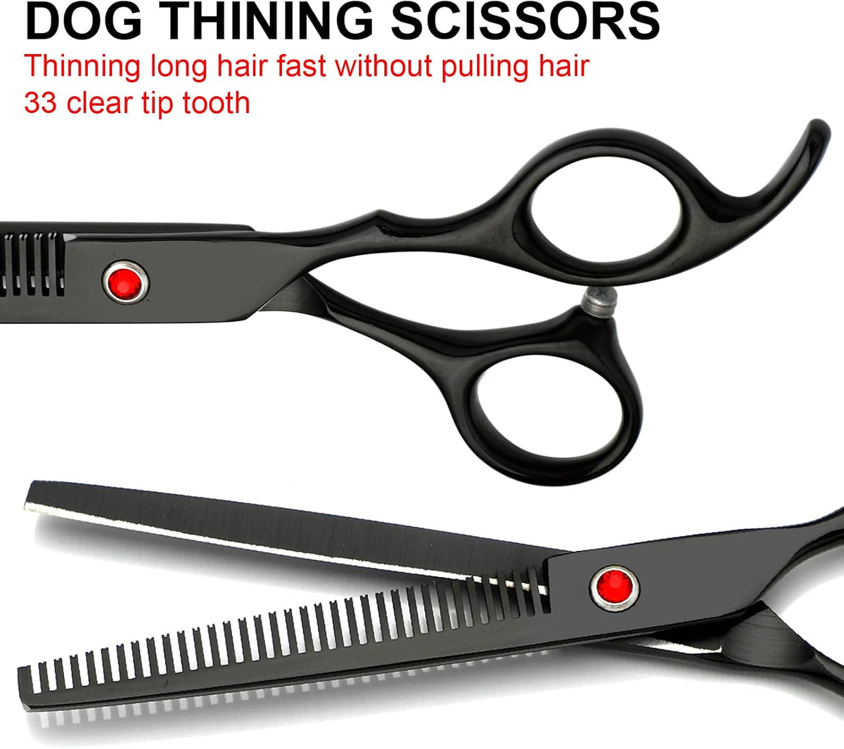 Professional Dog Grooming Scissors Set Stainless Steel Dog Grooming Kit - Thinning, Curved Scissors