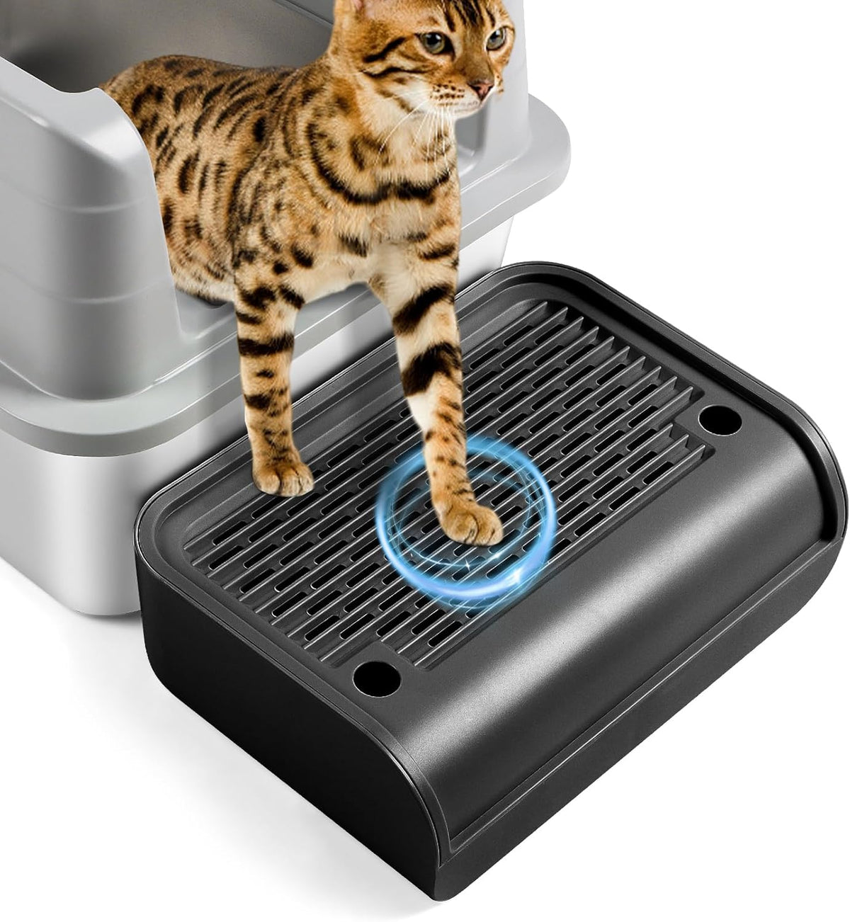 Cat Litter Box Step, Cat Litter Box Ramp Mat with Filter Function for Self-Cleaning Cat Litter Box
