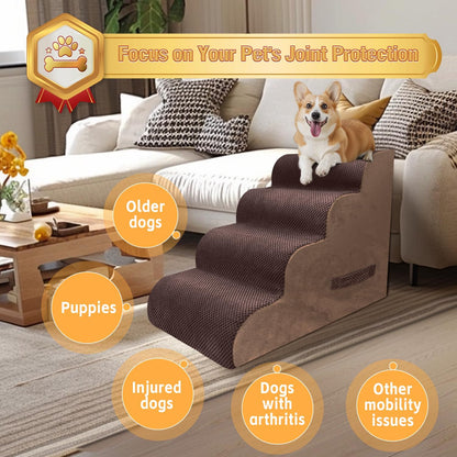 PAWSCART Dog Stairs for Small Dogs and Cats, 4-Step Dog Steps for Bed, 19.6" H Pet Stairs for High