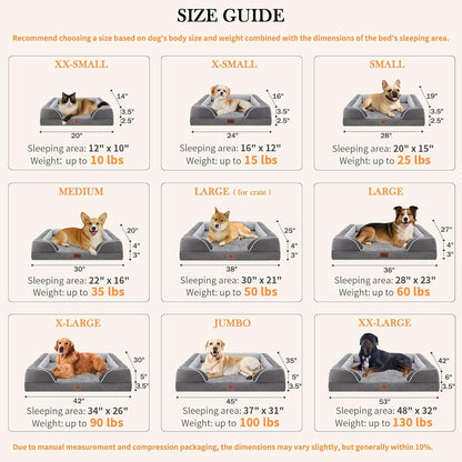 Comfort Expression Large Dog Beds Waterproof Orthopedic Foam Dog Beds for Large Dogs Sofa Comfy Pet