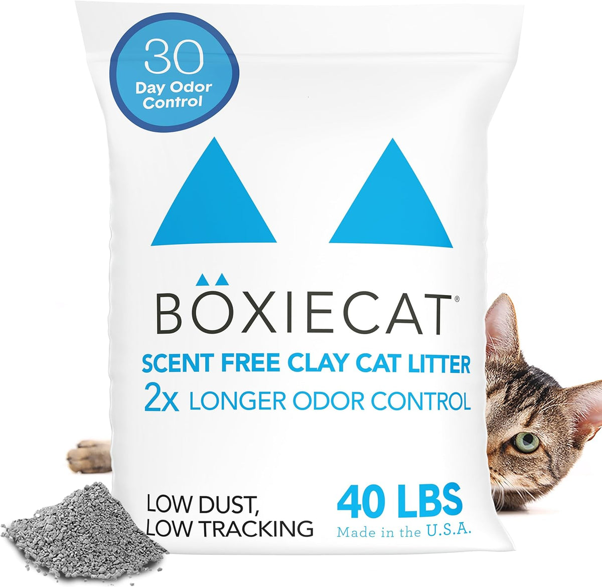 Boxie® Unscented 30 Day Odour Control Clumping Clay Cat & Kitty Litter 40 lb, 99.9% Dust-Free, Hard